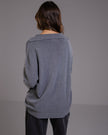 Celeste | Dark Grey Open Collar Sweater for Women in Ultra-Soft Viscose Blend 3