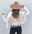 Danielle | Fringed Suede Moto Jacket - Chic Fringe, Edgy Style