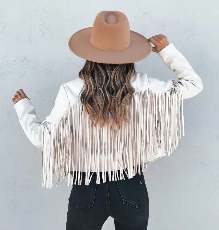 Danielle | Fringed Suede Moto Jacket - Chic Fringe, Edgy Style