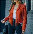 Danielle | Fringed Suede Moto Jacket - Chic Fringe, Edgy Style