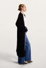 Yasmin | Black Long Cardigan Sweater in Soft Alpaca Blend with Balloon Sleeves and Pockets 0